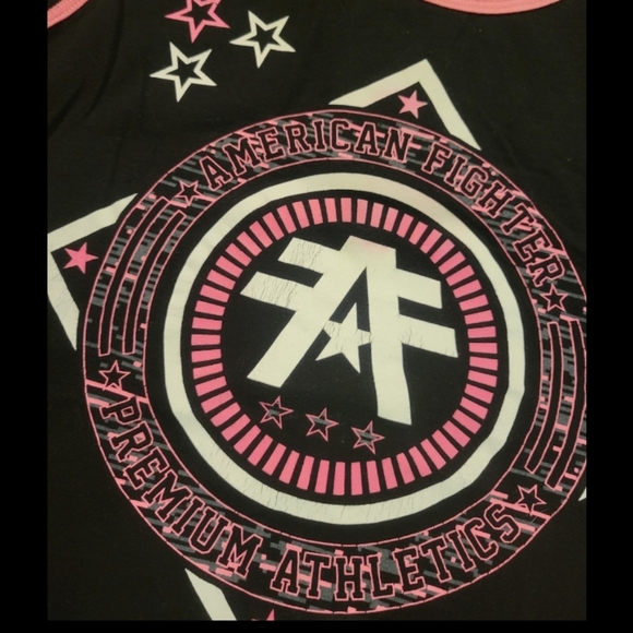 Men's American Fighter Buckle Black & Neon Pink Tank Top - Picture 3 of 5
